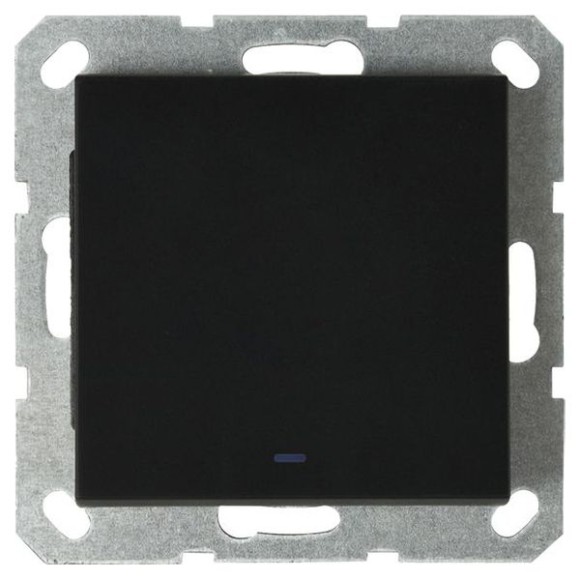 Выключатель одноклавишный Jasmart со светодиодом с накладкой 10A 250V черный матовый (soft touch) G3011NPB