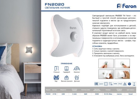 Настенный светильник Feron FN2020 41192