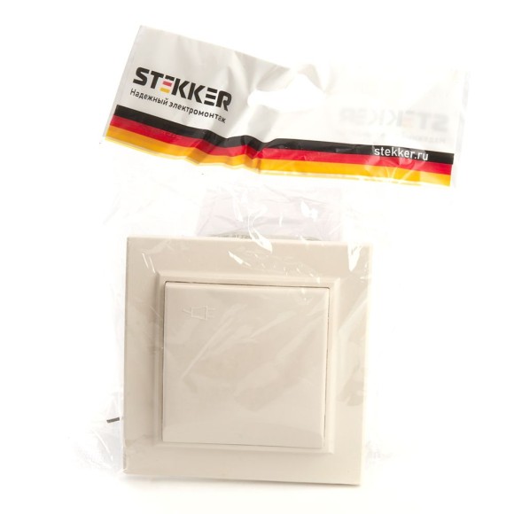 Розетка 1-местная с крышкой Stekker PST16-9012-02 с защитной шторкой 39238