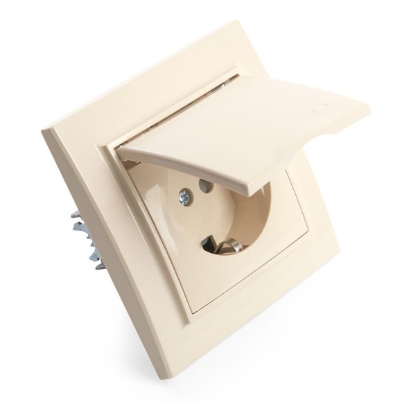 Розетка 1-местная с крышкой Stekker PST16-9012-02 с защитной шторкой 39238