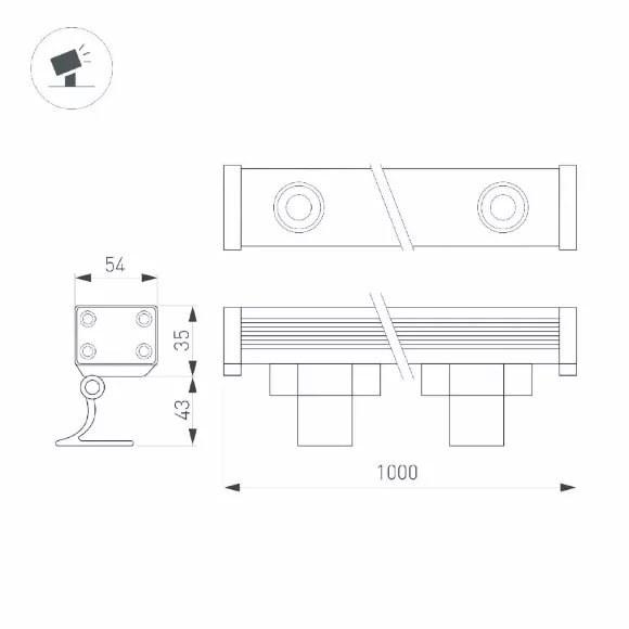 Линейный прожектор Arlight AR-LINE-1000-36W Warm3000 (GR, 15x60 deg, 230V) 045468, Серый, Прозрачный, Теплый белый