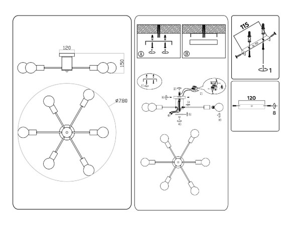 Потолочная люстра Ambrella Light Loft TR80401