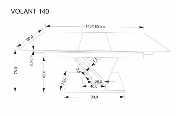 Стол обеденный Volant 140 HLM_V-CH-VOLANT_140-ST