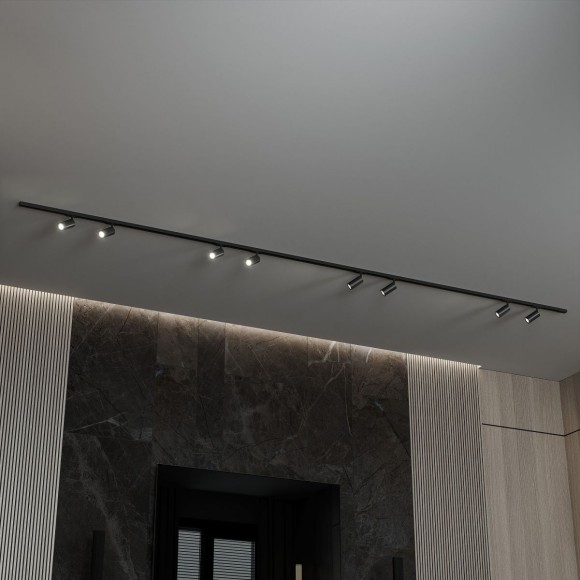 Трековая система со светильниками №3 однофазная накладная Skylite (220В, форма - прямая, 4м, 3000K) черная Hesby Lighting HSBL_kompl_S003_NI4B3K