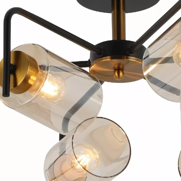 Люстра на штанге Illumico IL8248-6COU-79 BK GD, Черный, Коричневый, Металл