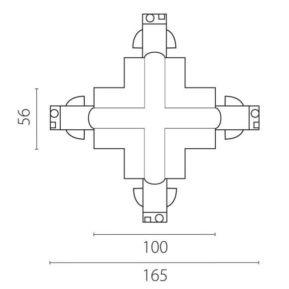 Соединение крестовое встраиваемое с подводом питания к треку 5030xx-R Lightstar Quattro 503147-R