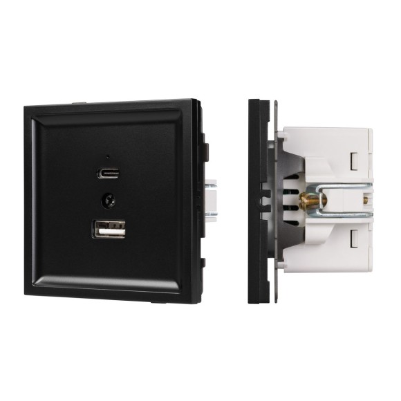 Механизм USB розетки Arlight SCT-TENDO-MUAC-PL-BK (5V, 3A, QC3) 054095