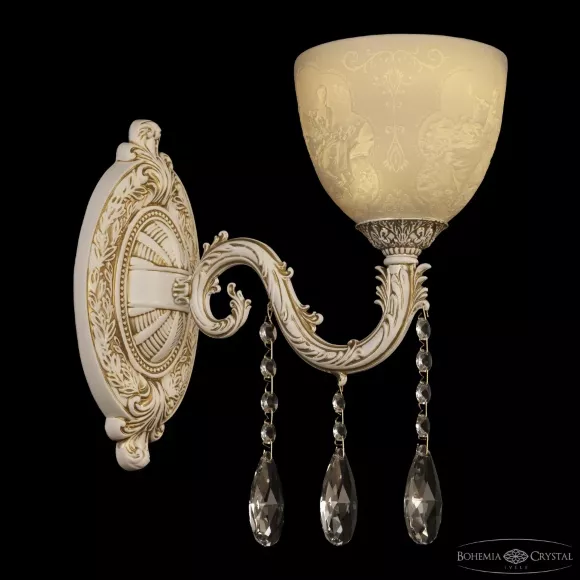 Бра Bohemia Ivele Crystal AL7901B10/1/175 A WMG P1 U Pair, Золото, Белый, Металл, крупный план