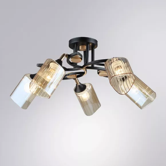Потолочная люстра Arte Lamp Glamore A5076PL-5BK, Черный, Янтарный, Металл