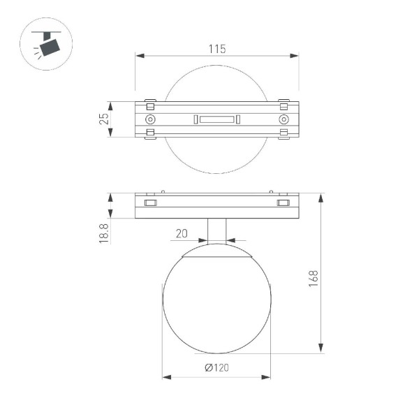 Трековый магнитный светильник Arlight MAG-VIBE-SFERO-R120-6W Day4000 (WH, 235 deg, 48V) 044459