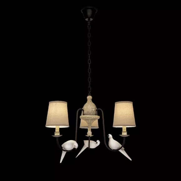 Подвесная люстра LOFT IT Birds Loft1029A-3, Коричневый, Бежевый, Металл, крупный план