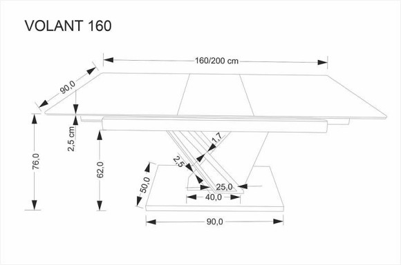 Стол обеденный Volant 160 HLM_V-CH-VOLANT_160-ST