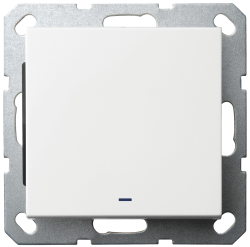 Выключатель одноклавишный проходной Jasmart со светодиодом с накладкой 10A 250V белый глянцевый G3012NW
