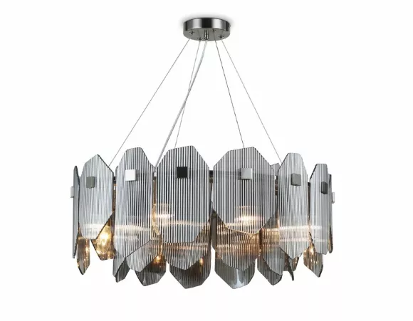 Подвесная люстра Ambrella Light High Light Crystal LH31203, Матовый никель, Дымчатый, Никель, декоративные элементы крупным планом Подвесная люстра Ambrella Light High Light Crystal LH31203, Матовый никель, Дымчатый, Никель, декоративные элементы крупным планом