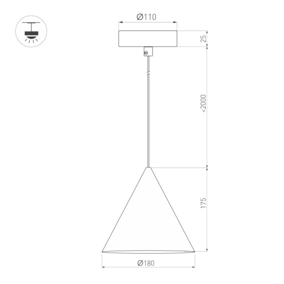 Подвесной светильник Arlight SP-MAKOTO-R180-10W Warm3000 (BK, 36 deg, 230V, TRIAC) 057204