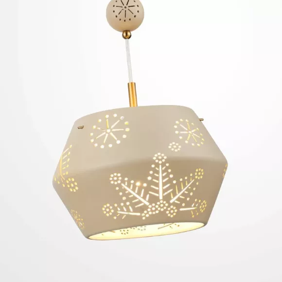 Подвесной светильник Odeon Light Pendant Karelia 5444/1A, Латунь, Бежевый, Металл, крупный план Подвесной светильник Odeon Light Pendant Karelia 5444/1A, Латунь, Бежевый, Металл, крупный план