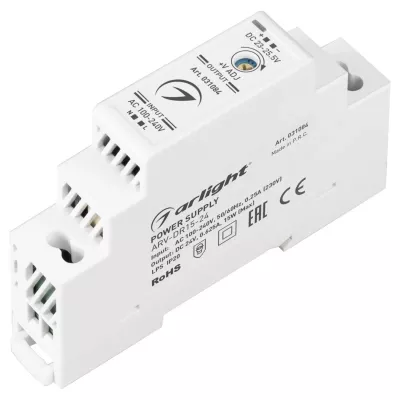 Блок питания Arlight ARV-DR15-24 (24V, 0.63A, 15W) 031084