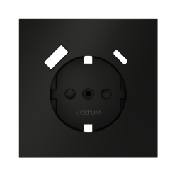 Накладка для розетки с заземлением и защитными шторками, с USB A+C Voltum S70 (черный матовый) VLS001008