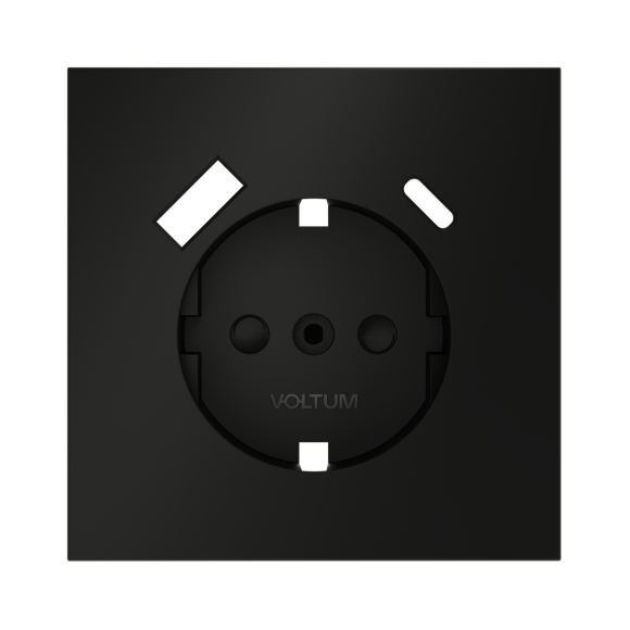 Накладка для розетки с заземлением и защитными шторками, с USB A+C Voltum S70 (черный матовый) VLS001008