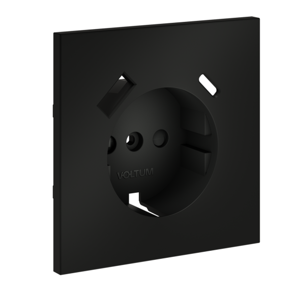 Накладка для розетки с заземлением и защитными шторками, с USB A+C Voltum S70 (черный матовый) VLS001008