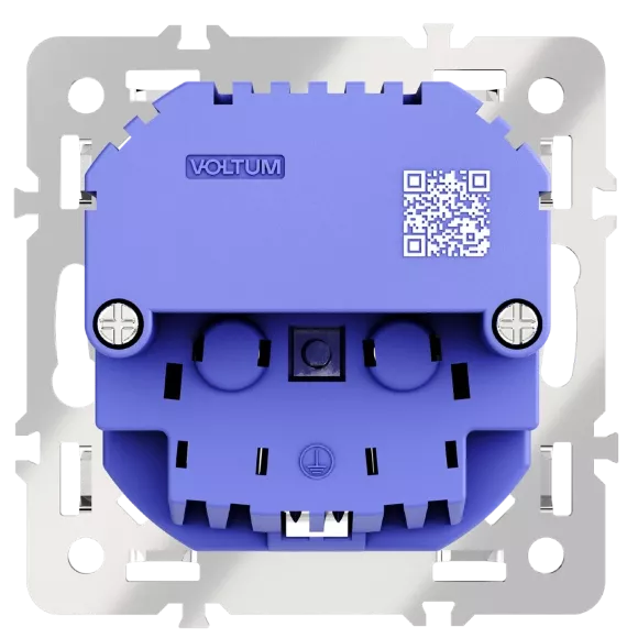 Механизм розетки с заземлением и защитными шторками 16А, с USB A+C Voltum S70 VLS0405M, вид снизу Механизм розетки с заземлением и защитными шторками 16А, с USB A+C Voltum S70 VLS0405M, вид снизу