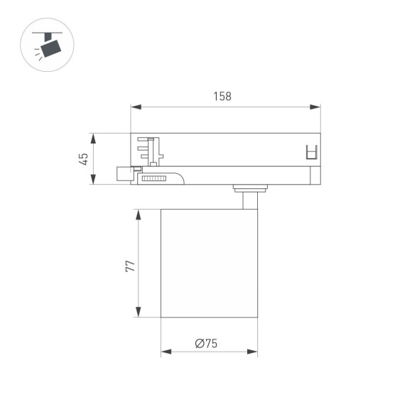 Трековый трехфазный светильник Arlight LGD-DYKE-4TR-R75-16W Warm3000 (BK, 38 deg, 230V) 052284