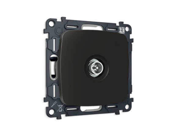 Комплект механизма TV розетки Ambrella Volt оконечной экранированной 5-1000MHz 3dB OMEGA MO813005 Черный матовый QUANT (OP8130, VM199)