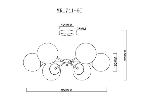 Люстра на штанге MyFar Fisher MR1741-6C