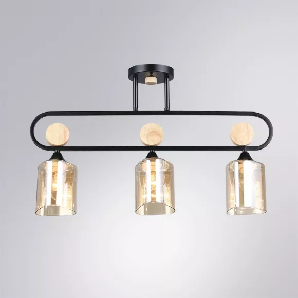 Потолочная люстра Arte Lamp Glamore A5076PL-3BK, Черный, Янтарный, Металл