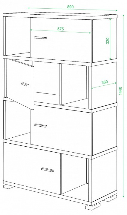 Тумба комбинированная Домино СБ-30/4 MER_SB-30-4-BE