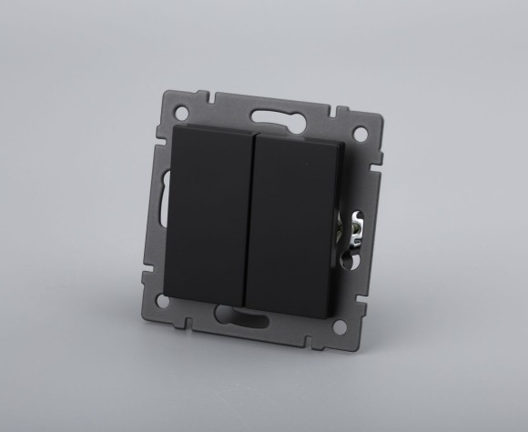 Механизм выключателя двухклавишный самовозвратный Arlight SWT-MKR2-PL-BK-V (250V, 10A) 049884