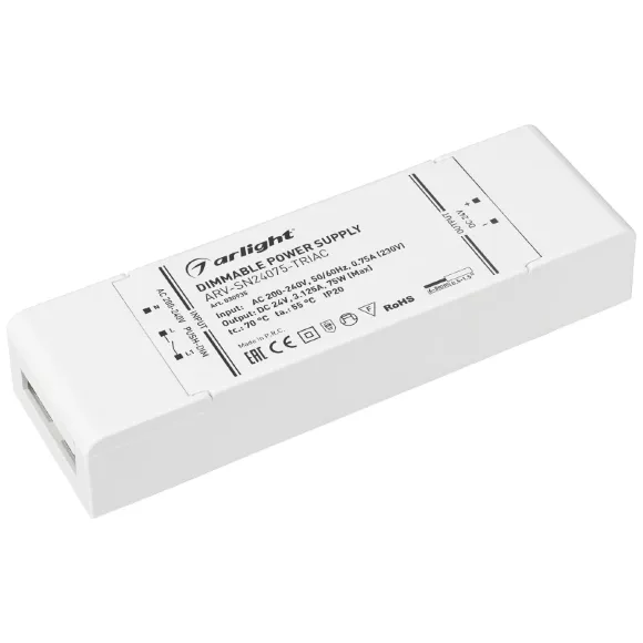 Блок питания Arlight ARV-SN24075-Triac (24V, 3.125A, 75W) 030935 Блок питания Arlight ARV-SN24075-Triac (24V, 3.125A, 75W) 030935