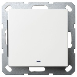 Выключатель одноклавишный со светодиодом Jasmart в комплекте с накладкой 10A 250V белый глянцевый G3011NW