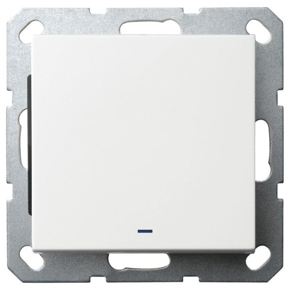Выключатель одноклавишный со светодиодом Jasmart в комплекте с накладкой 10A 250V белый глянцевый G3011NW