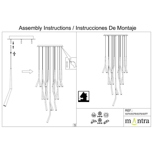 Подвесная люстра Mantra Boomerang 9377+9240 (24L)