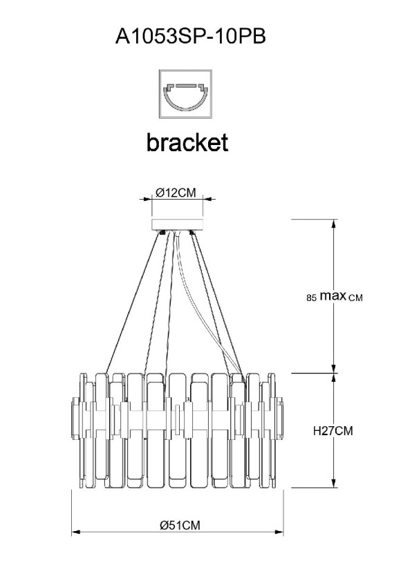 Подвесная люстра Arte Lamp Alya A1053SP-10PB