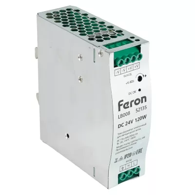Трансформатор электронный на DIN-рейку Feron LB008 120W 24V IP20 52135