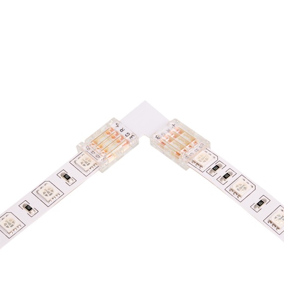Коннектор угловой для ленты SMD RGB шириной 10мм, комплект 3шт. WOLTA WLS-4PIN-RGB-10MM-L