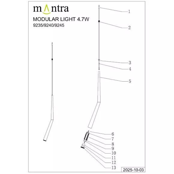 Подвесная люстра Mantra Boomerang 9372+9245 (14L), вид снизу Подвесная люстра Mantra Boomerang 9372+9245 (14L), вид снизу