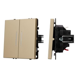 Механизм выключателя двухкавишный непроходной Arlight LED SWT-NOBE-MK02-SFPL-L-GD (230V, 10A) 054265