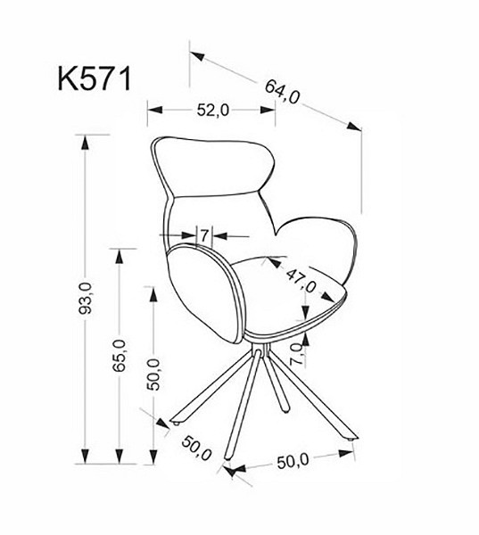 Стул K571 HLM_V-CH-K_571-KR-POPIELATY
