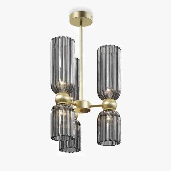 Подвесная люстра Maytoni Antic MOD302PL-06GR, Золото, Дымчатый, Металл, декоративные элементы крупным планом Подвесная люстра Maytoni Antic MOD302PL-06GR, Золото, Дымчатый, Металл, декоративные элементы крупным планом