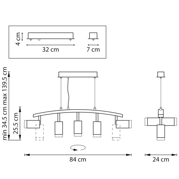 Подвесной светильник Lightstar Rullo LR7353650 (571735+214436-5+202430-5)
