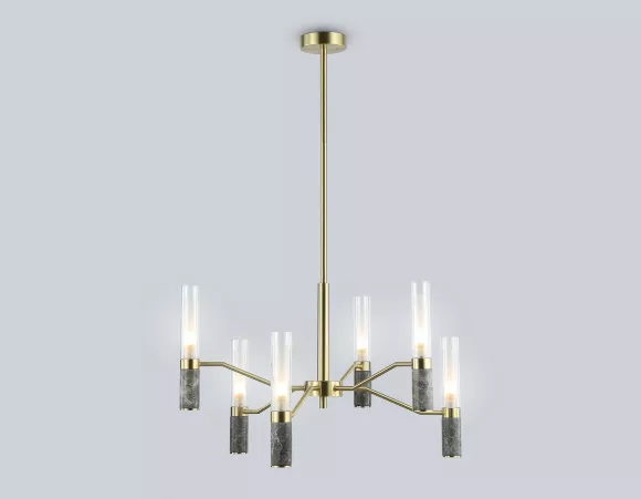Люстра на штанге Ambrella Light High Light Ceramo Modern LH53353, Золото, Белый, Металл