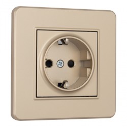 Комплект розетки с/з и шторками и рамкой Arte Milano SET16-1-40-1 shampan