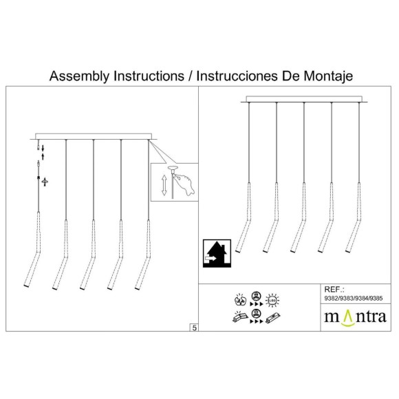 Подвесная люстра Mantra Arrecife 9382+9211 (5L)