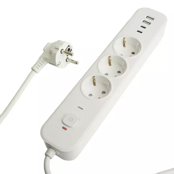 Сетевой фильтр 3-местный с/з и 2 USB-A+2 Type-C 3 Stekker Nova HM21-31-03 50100 Сетевой фильтр 3-местный с/з и 2 USB-A+2 Type-C 3 Stekker Nova HM21-31-03 50100