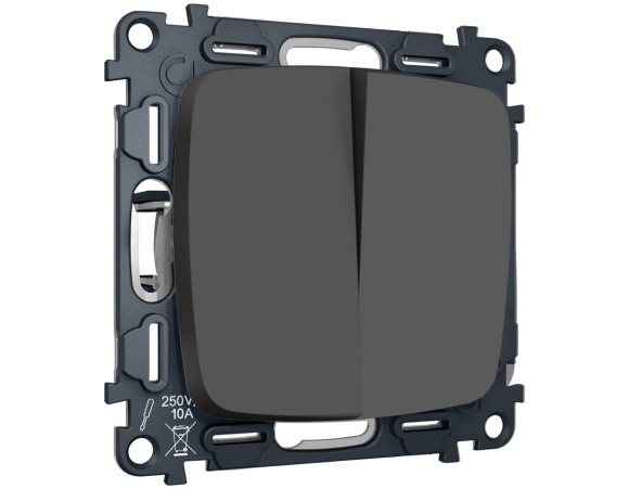 Комплект механизма 2-клавишного перекрестного выключателя Ambrella Volt 10A-250V OMEGA MO903030 Графит soft touch QUANT (OP9030, VM125)