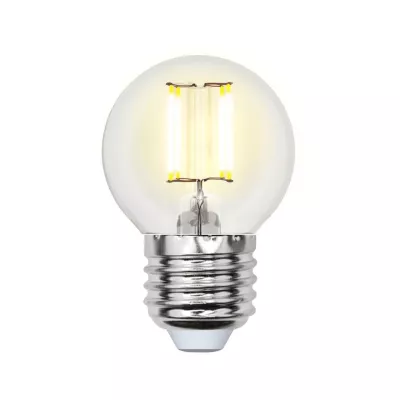 Лампа светодиодная филаментная Uniel E27 5W 3000K прозрачная LED-G45-5W/WW/E27/CL/MB GLM10TR