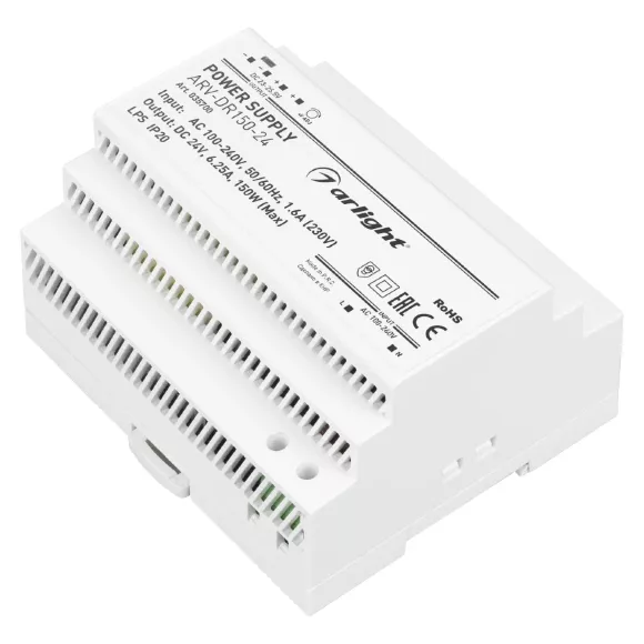 Блок питания Arlight ARV-DR150-24 (24V, 6.25A, 150W) 035700 Блок питания Arlight ARV-DR150-24 (24V, 6.25A, 150W) 035700
